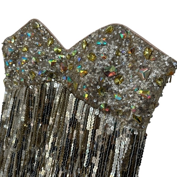 Night Moves by ALLURE Gold Sequin Evening Flapper Gatsby Sleeveless Dress, 10 - Picture 2 of 15